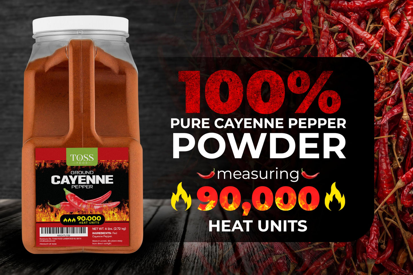Extreme Hot Cayenne Pepper Powder Bulk 90,000 Heat Units 6 LB, Ground Cayenne Powder Hot Pepper Powder - Red Pepper Powder Spice