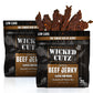 Wicked Cutz Classic Chop House Beef Jerky, Premium Low Carb Snack, 33g Protein, 2.75 oz (Pack of 2)