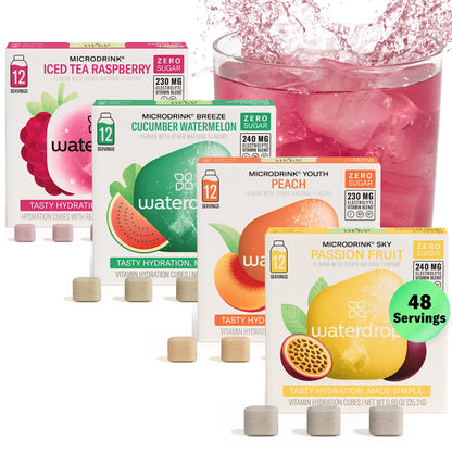 Waterdrop Hydration Cubes With Vitamin C, B Vitamins and Electrolytes, 4 Flavor Electrolyte Variety Pack, Flavored Water Enhance