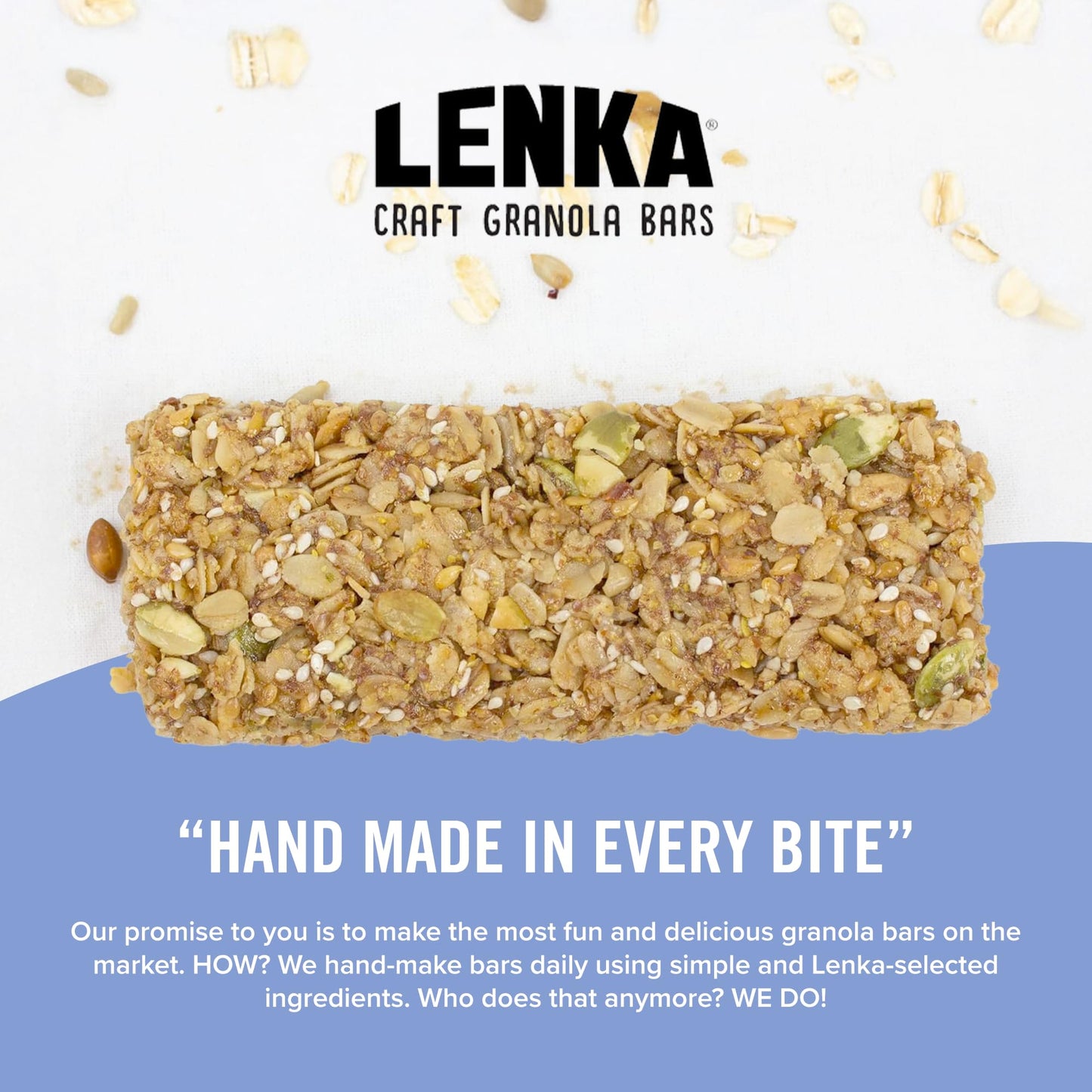 Lenka Handmade Craft Granola Bars - Omega Gluten Free High Fiber - Nutritious Snack Bar With 3000Mg Omega 3 And 7G Protein - 12