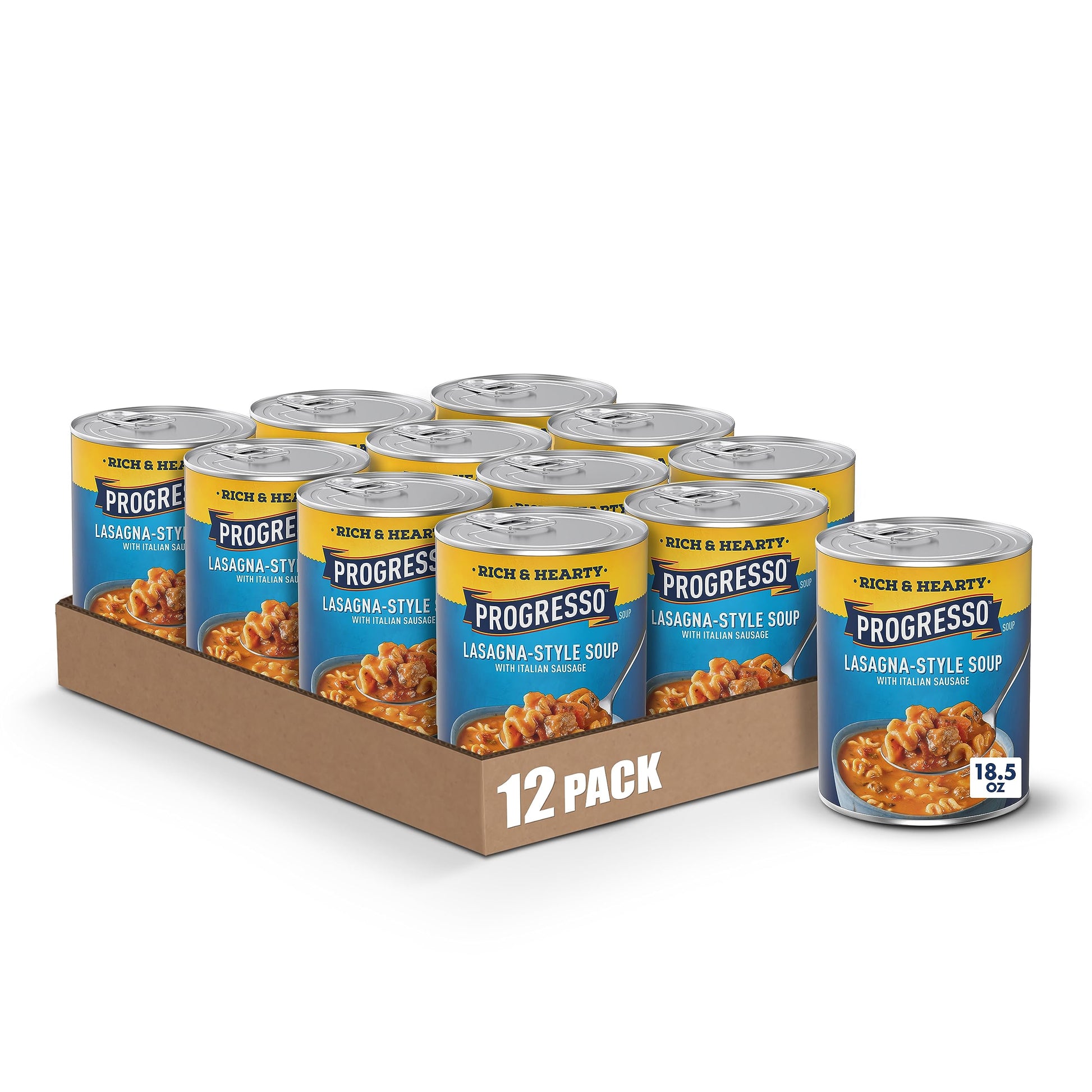 Progresso Rich & Hearty, Lasagna-Style Soup With Italian Sausage, Canned Soup, 18.5 Oz. (Pack Of 12)