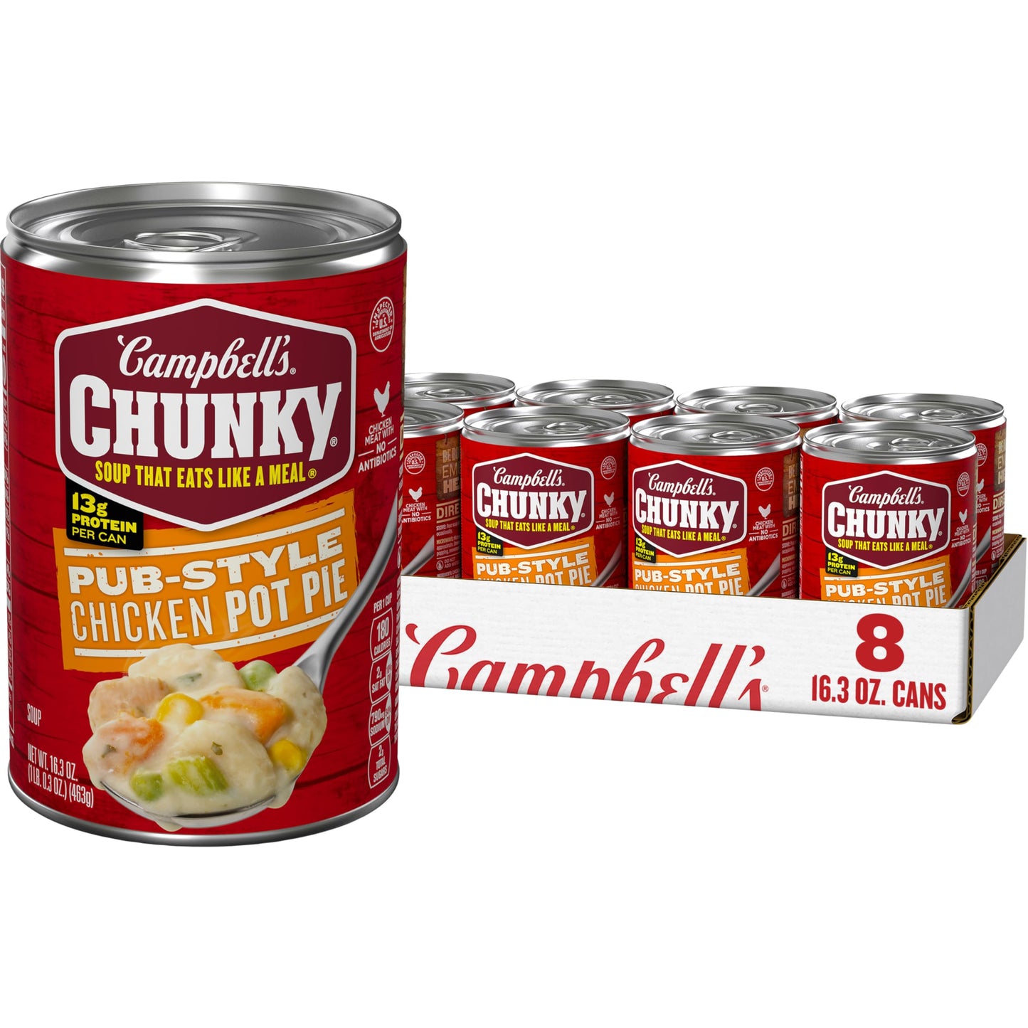 Campbell’S Chunky Soup, Pub-Style Chicken Pot Pie Soup, 16.3 Oz Can (Case Of 8)