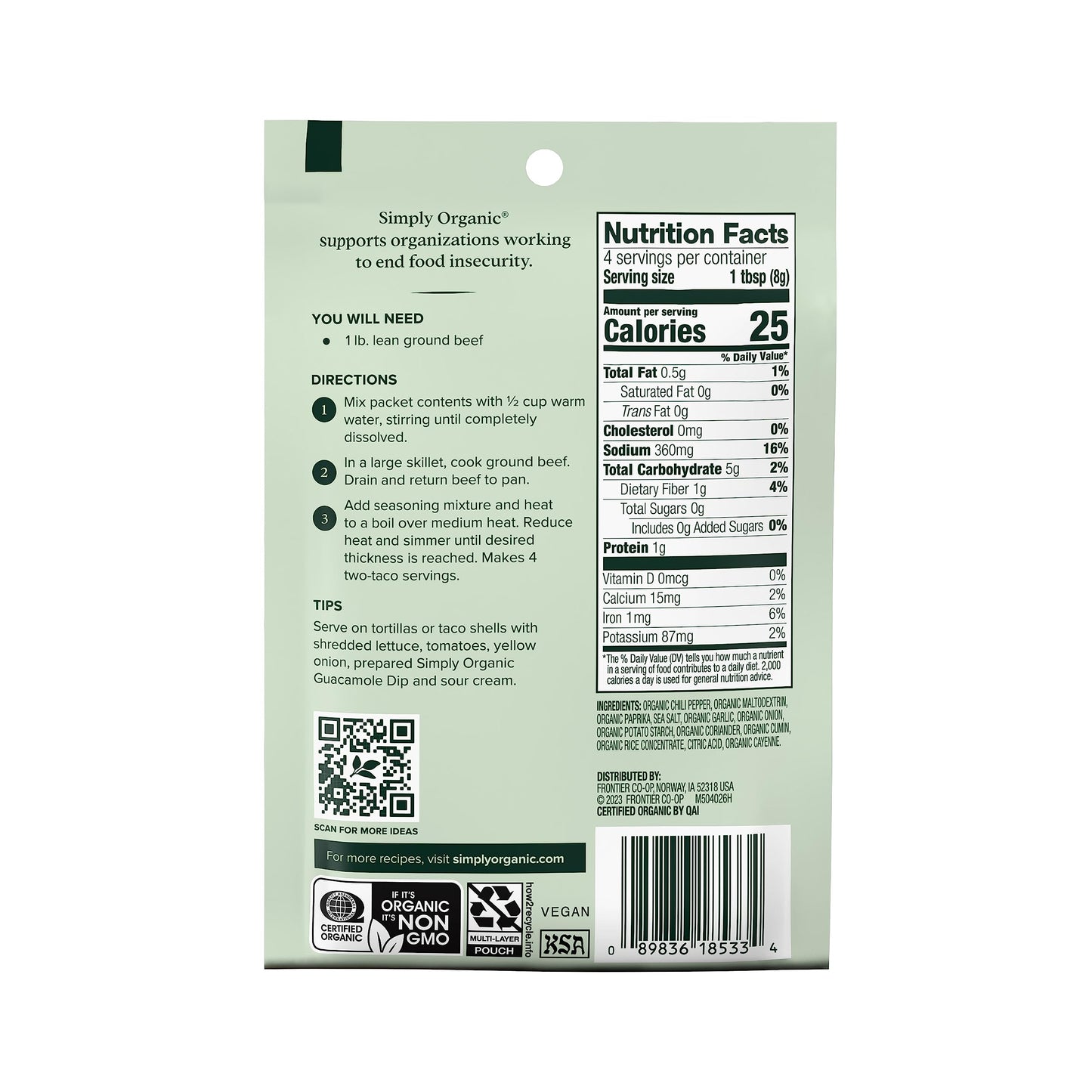 Simply Organic Southwest Taco Seasoning, Certified Organic | 1.13 oz | Pack of 3