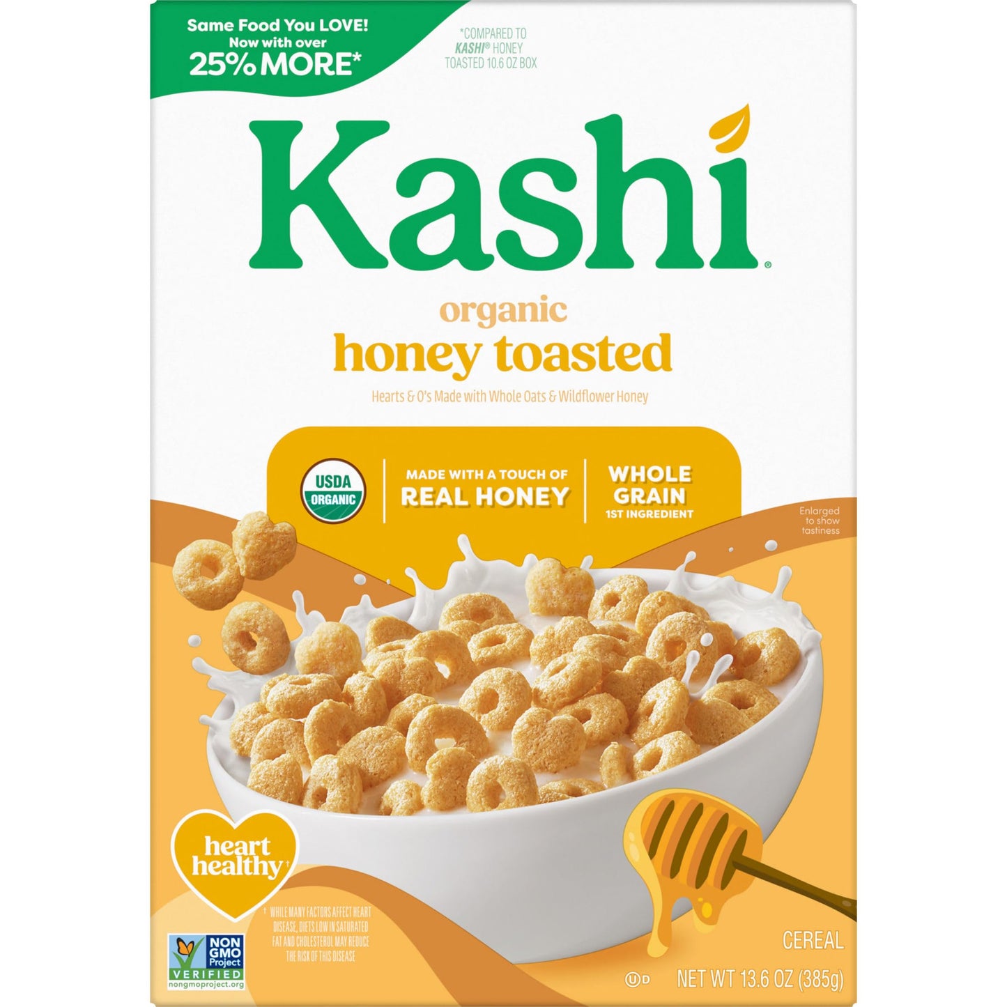 Kashi Breakfast Cereal  Organic  Whole Grain  Honey Toasted  13.6oz Box (1 Box)