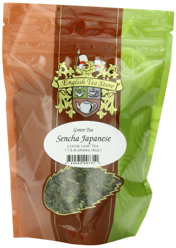 English Tea Store Loose Leaf, Sencha Japanese Green Tea Pouches - 4oz, 4 Ounce