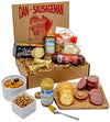 DAN THE SAUSAGEMAN Klondike Gourmet Meat Snack Box - 7 Piece Set with Summer Sausage, Mustard, Crackers, Nuts, Granola, Almond Roca
