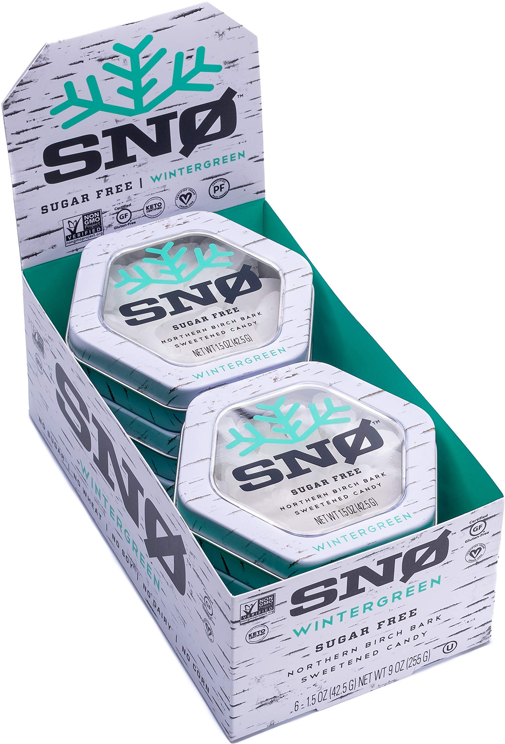 Wintergreen Keto Xylitol Candy Chips (6-Pack) - Sn 1.5Oz Tin - Sugar-Free Candy With Only 2 Ingredients | Low Carbs, Diabetic-Fr