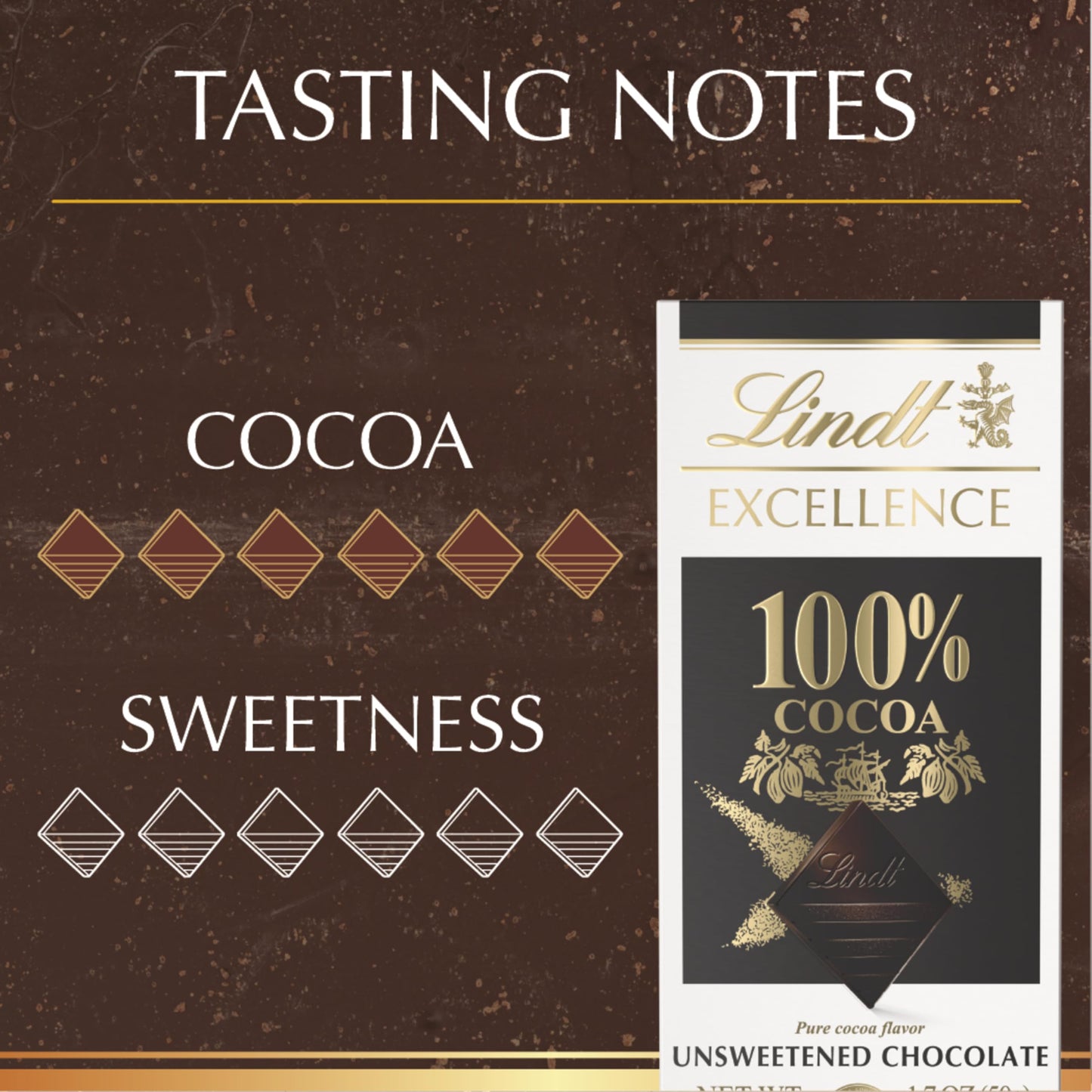 Lindt EXCELLENCE 100% Cocoa Dark Chocolate Bar, 1.7 oz, Pack of 18 - Ideal Mother’s Day Gift