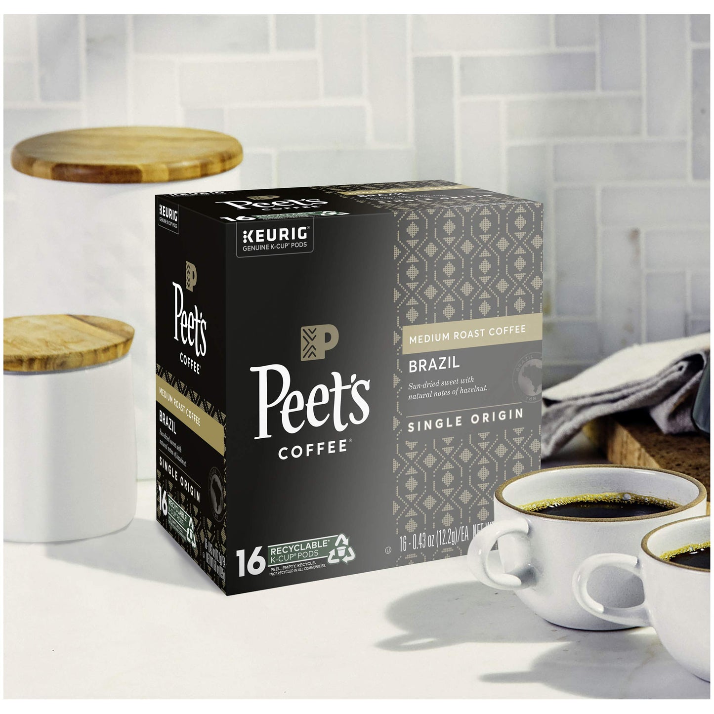 Peet'S Coffee Medium Roast Single Serve K-Cup Coffee Pods, Single Origin Brazil, 16 Count