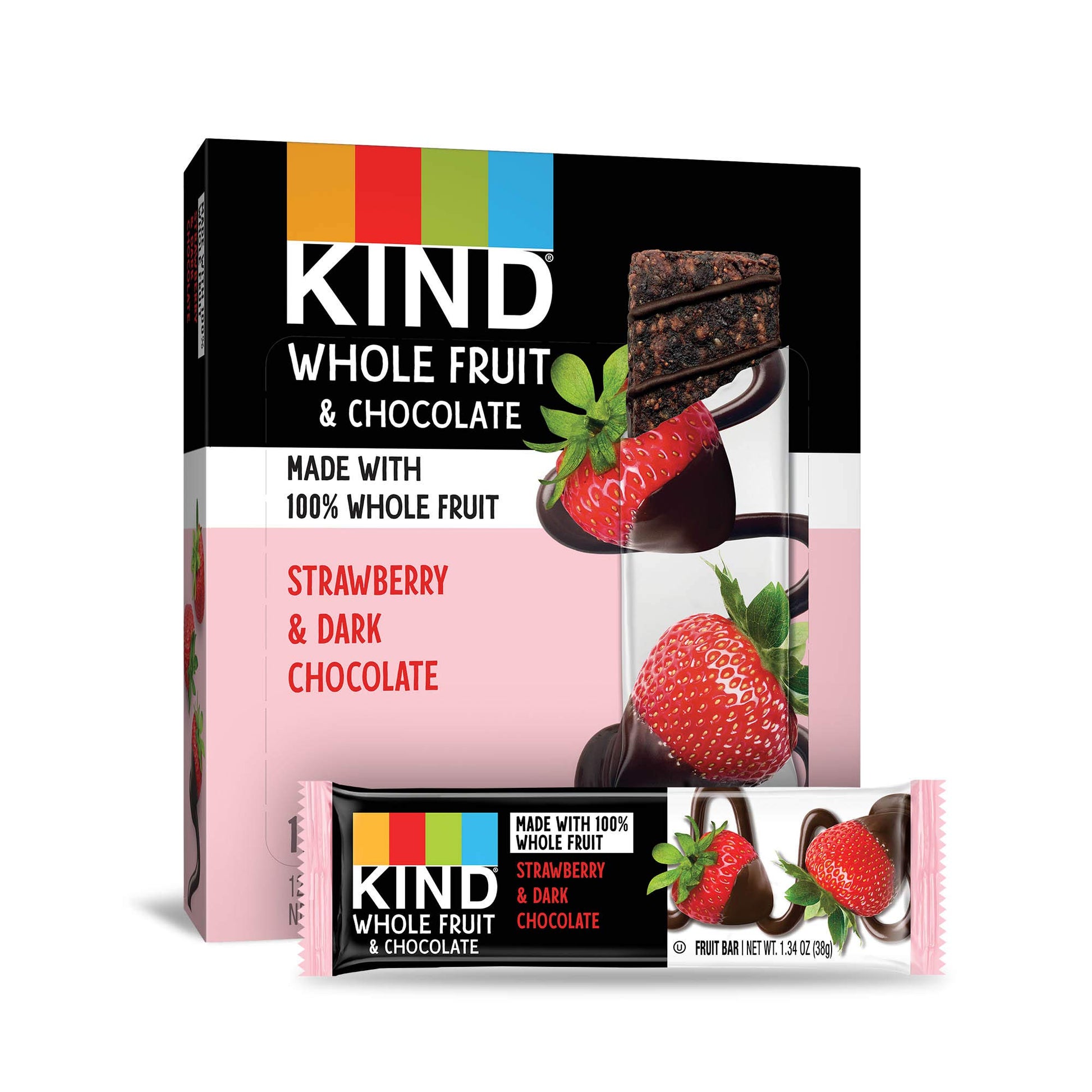 Kind Whole Fruit Bars, Dark Chocolate Strawberry, 1.2Oz, 12 Count