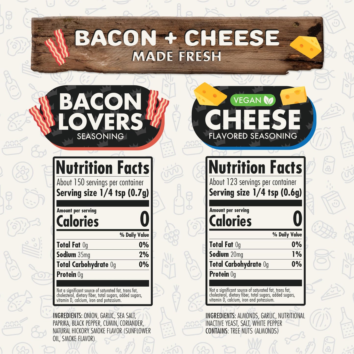 Flavor God Bacon and Cheese Spices Combo Pack of 2 - All Natural Seasoning Gift Set