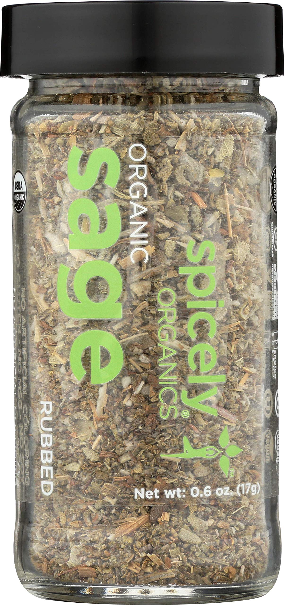 SPICELY Organic Jar Sage Rubbed, 0.6 OZ
