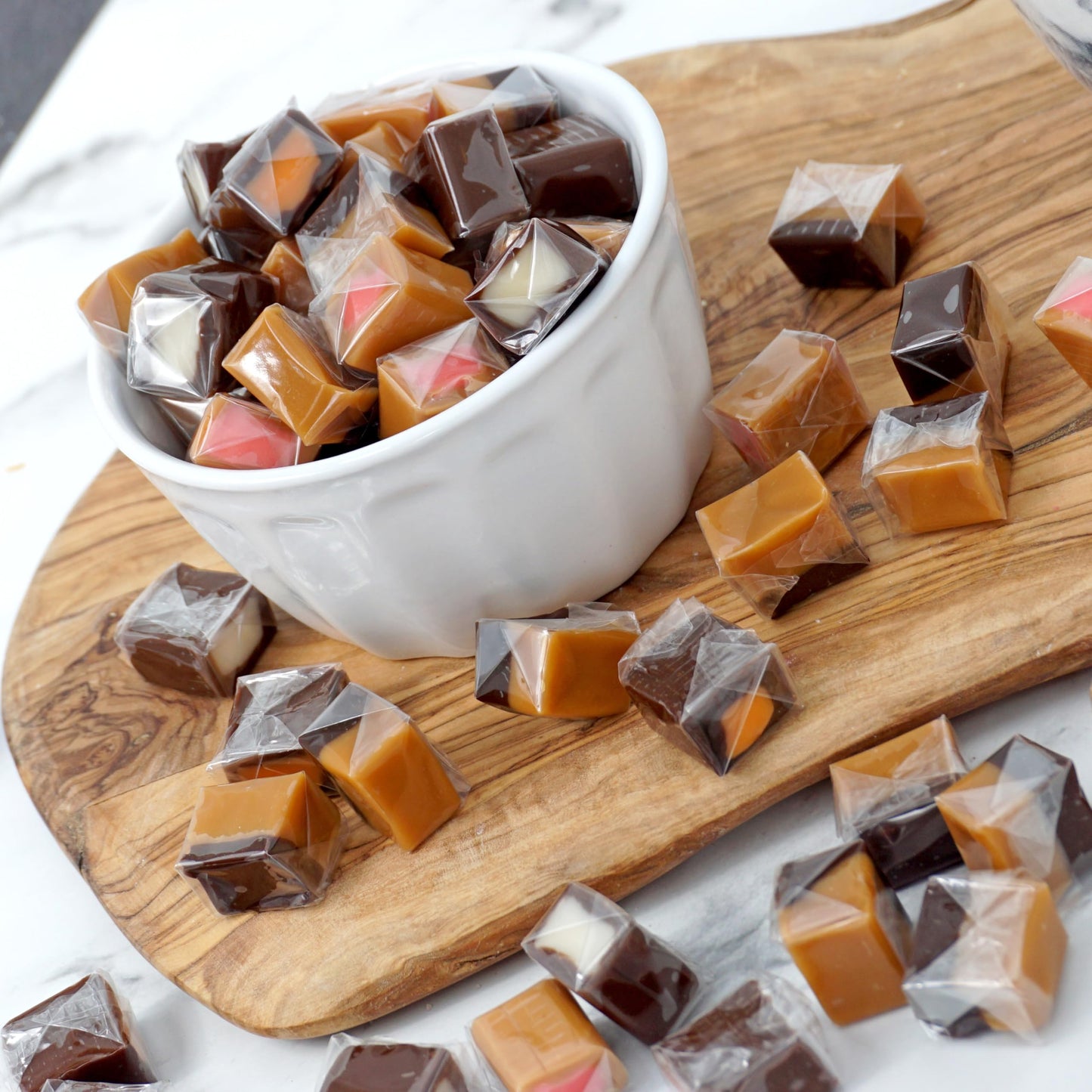 The Hampton Candy Company Assorted Caramel Squares Candy - 2 Pound Bulk Bag, Individually Wrapped, Approximately 125 Pieces