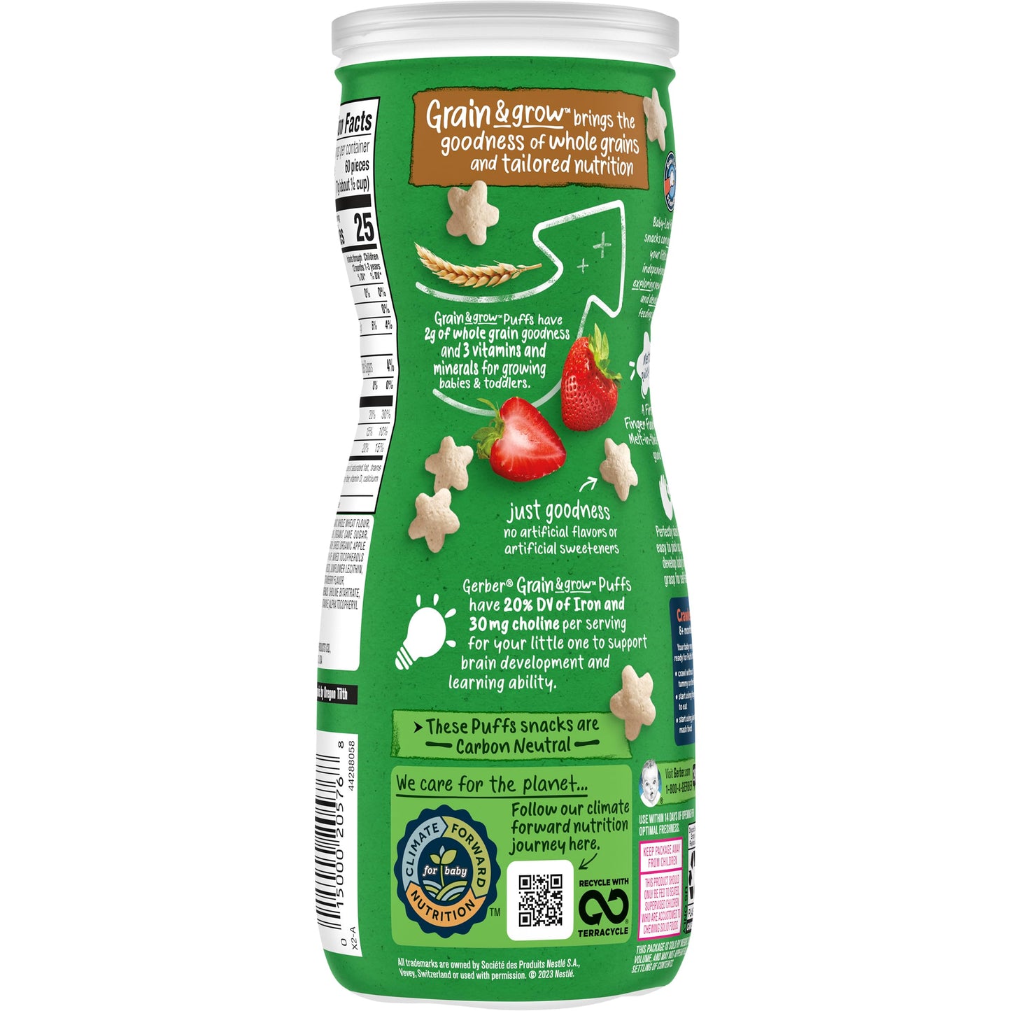 Gerber Baby Snacks, Organic Puffs, Strawberry, Baby Food, 1.48 Ounce (Pack Of 6)