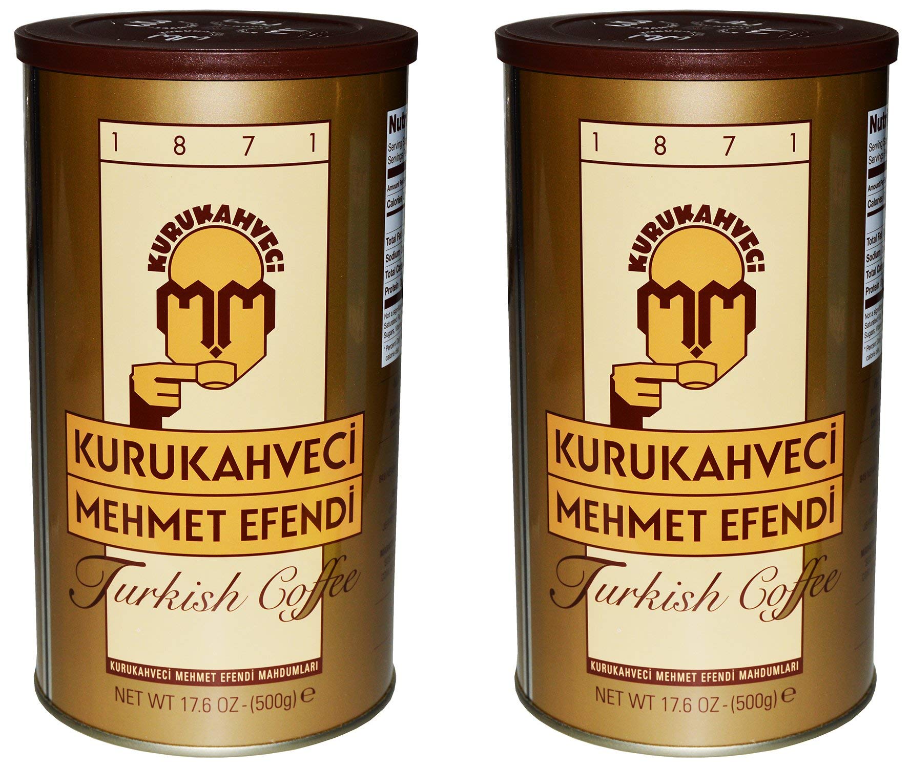 KURUKAHVECI MEHMET EFENDI Turkish Coffee  Arabica Beans  Roasted Ground Rich Aroma  Fresh  Medium to Heavy-bodied  Original Taste Since 1871 (17.6 OZ / 500 Gr) Pack of 2