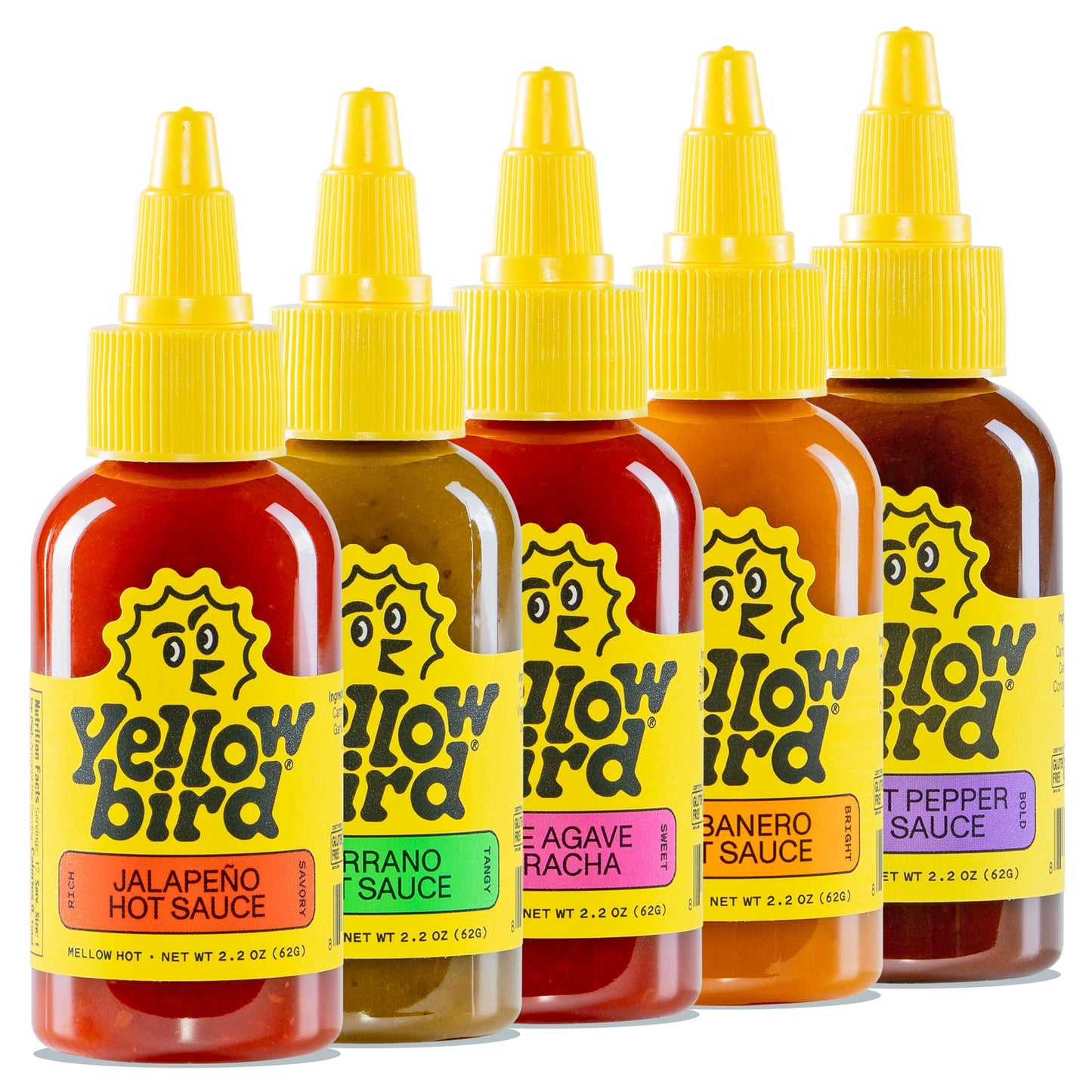 Yellowbird Classic Hot Sauce Variety Set, 5 Flavors, 2.2 oz Travel-Size, Gift Pack, Variety