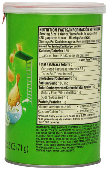 Pringles Sour Cream And Onion Grab And Go Pack, 2.5 Ounce (Pack Of 12)
