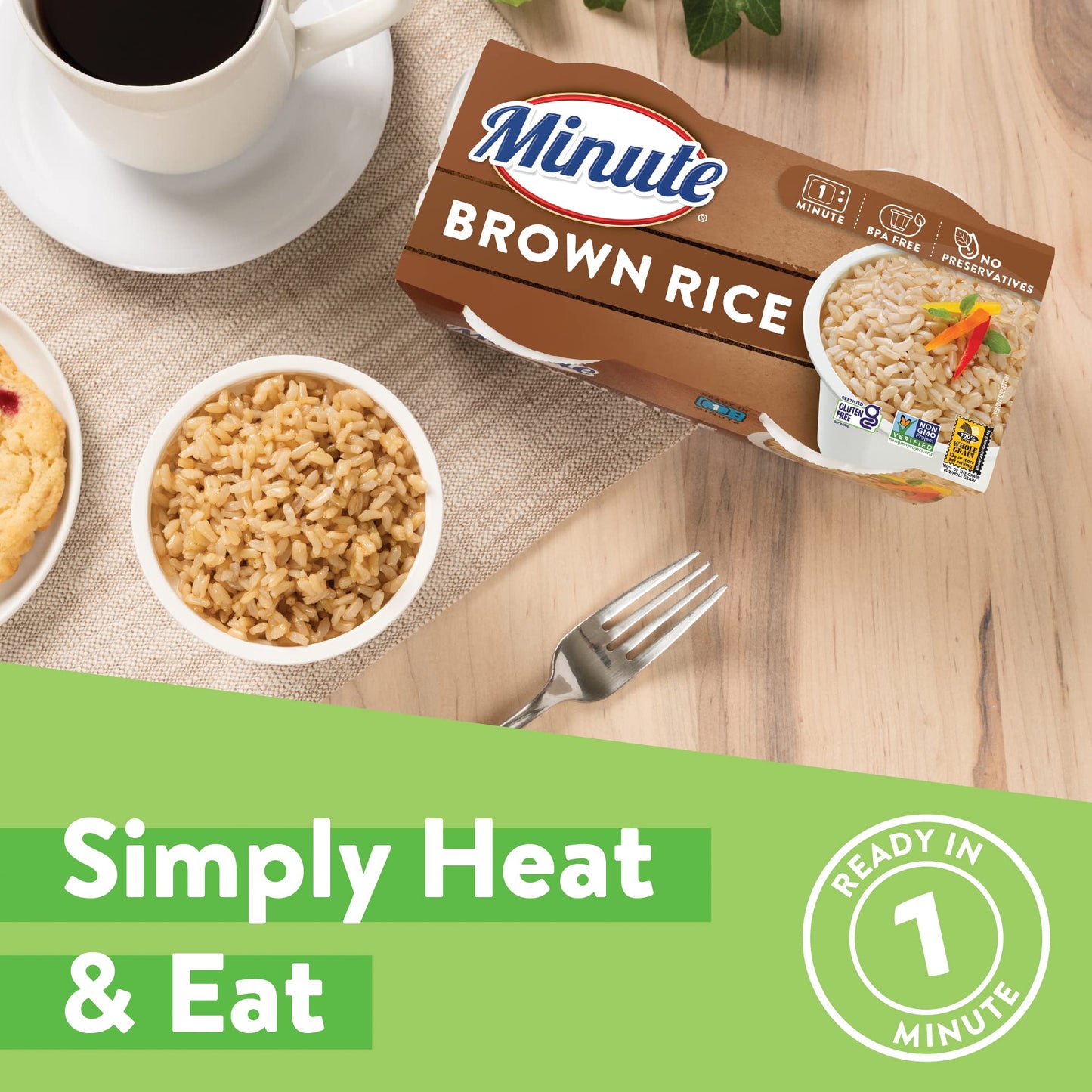 Minute Ready-to-Serve Brown Rice, Microwavable Rice Cups, 8.8-Ounce Cups (Pack of 8)