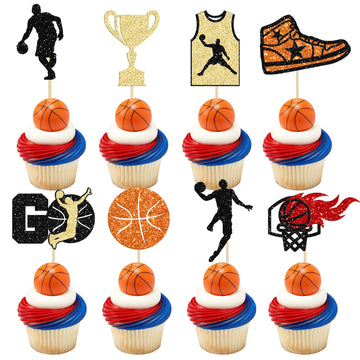 24 Pack Basketball Cupcake Toppers Basketball Player Basketball Apparel Cupcake Picks Baby Shower Basketball Players Sports Them