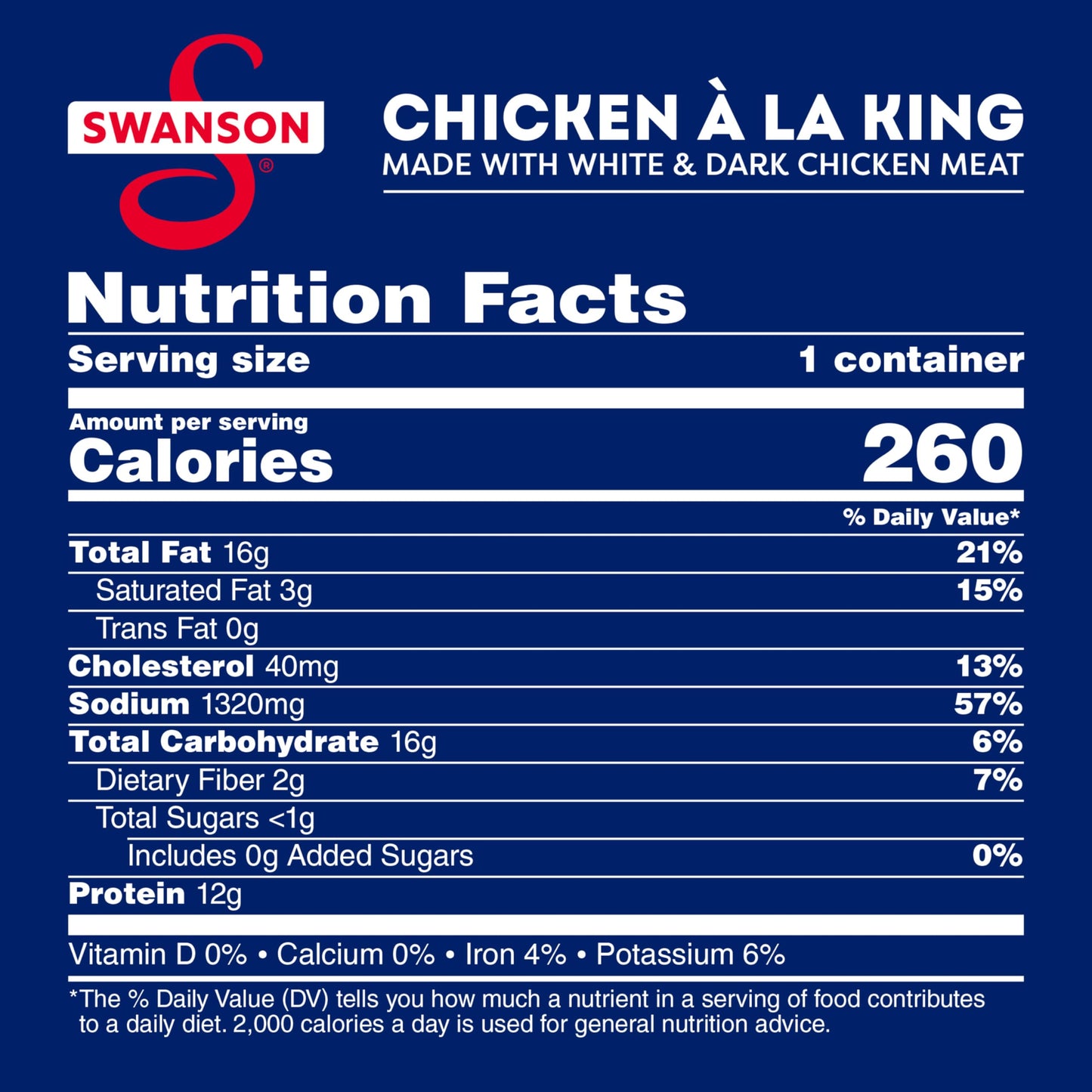 Swanson Canned Chicken A La King With White And Dark Chicken Meat, 10.5 Oz Can