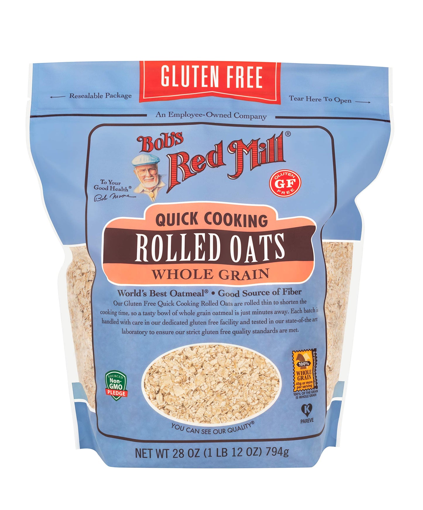 Bob S Red Mill Gluten Free Quick Cooking Rolled Oats, 28Oz (Pack Of 4) - Non Gmo, Whole Grain, Vegan, Kosher