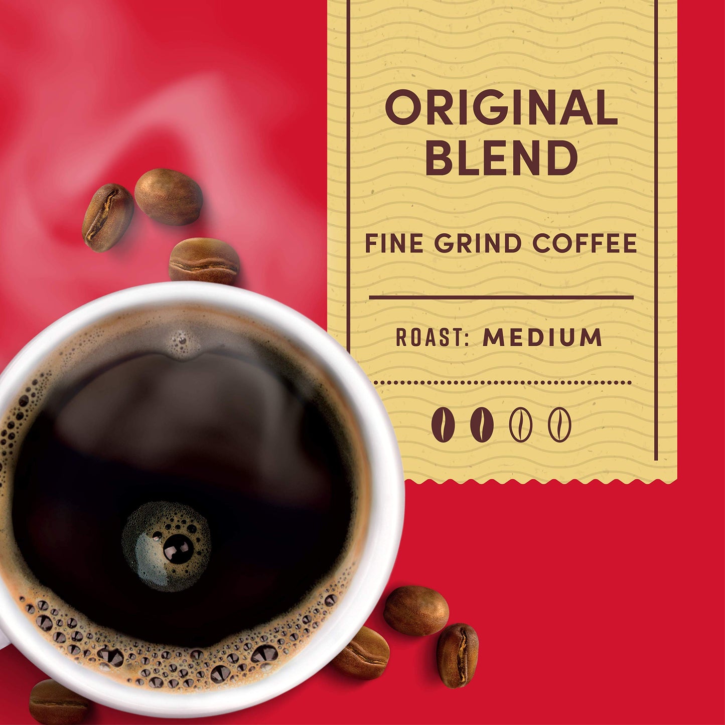 Tim Hortons Original Blend Ground Coffee, Medium Roast, 100% Arabica Beans, 12 Ounce (Pack of 6), Red