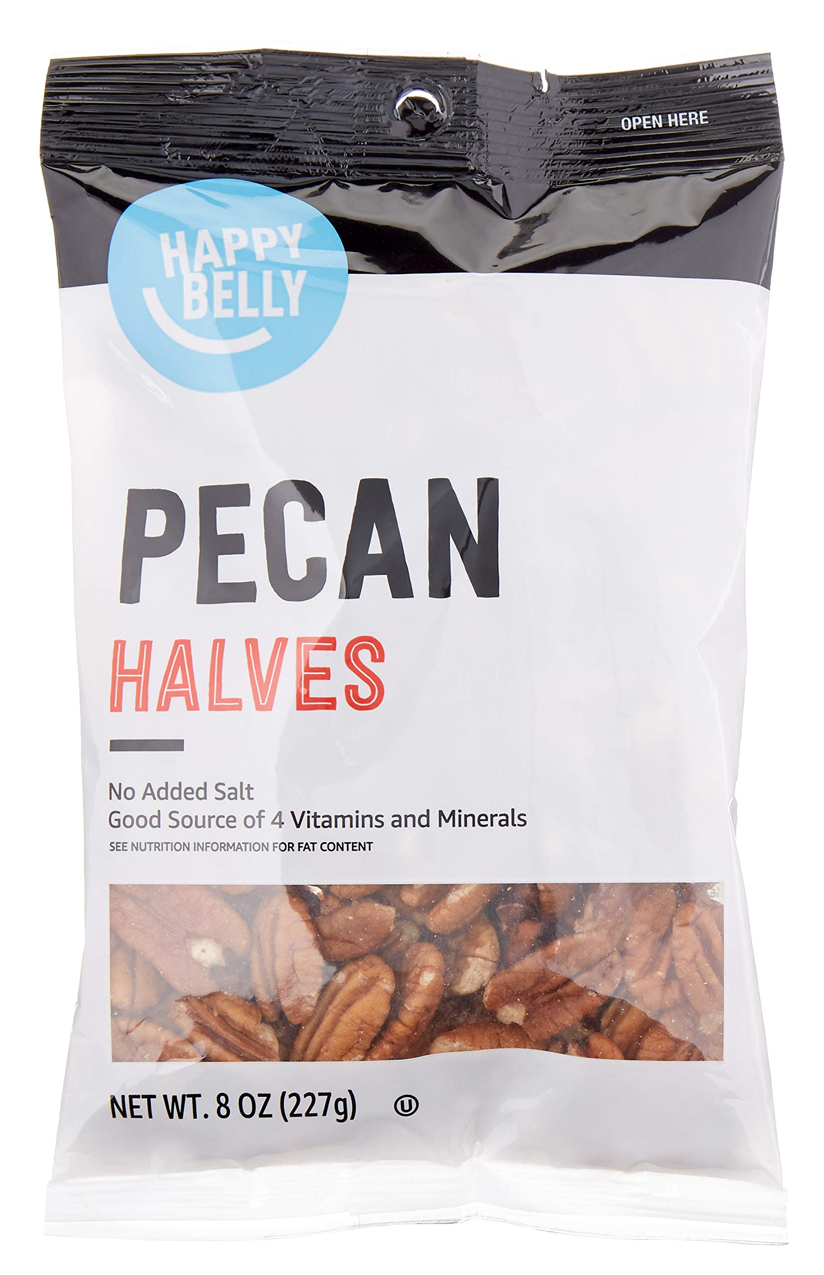 large online retailer Brand - Happy Belly Pecan Halves  No Added Salt  8 ounce (Pack of 1)