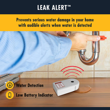 Zircon Leak Alert Water Leak Detector & Flood Sensor Alarm/Water Leak Sensor With Dual Leak Alarms 90Db Audio/Battery Powered (2