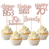 30Pcs Vintage 1953 Cupcake Toppers Glitter Seventy 70 Fabulous Happy 70Th Birthday Cupcake Picks Cheers To 70 Years For 70Th Bir