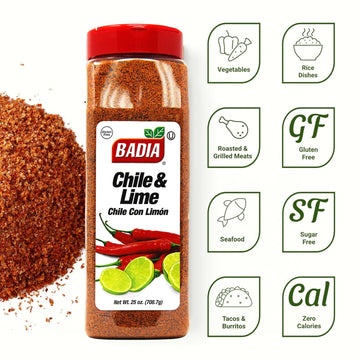 Badia Chile & Lime Seasoning  Chile con Limon 25 oz - Spicy Tangy Blend of Chili Peppers & Zesty Lime