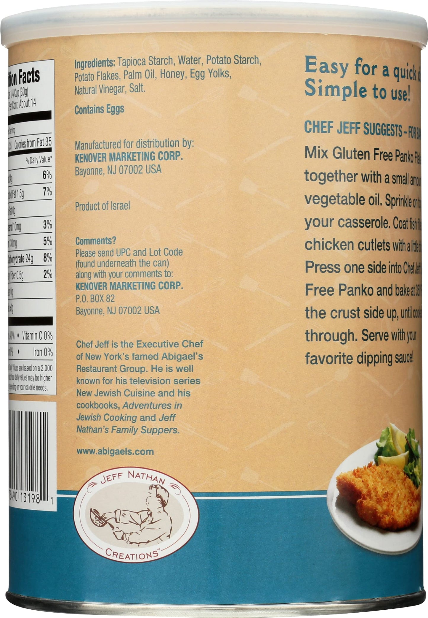 Jeff Nathan Creations Chef Gourmet Panko Plain Gluten Free, 15 Ounce