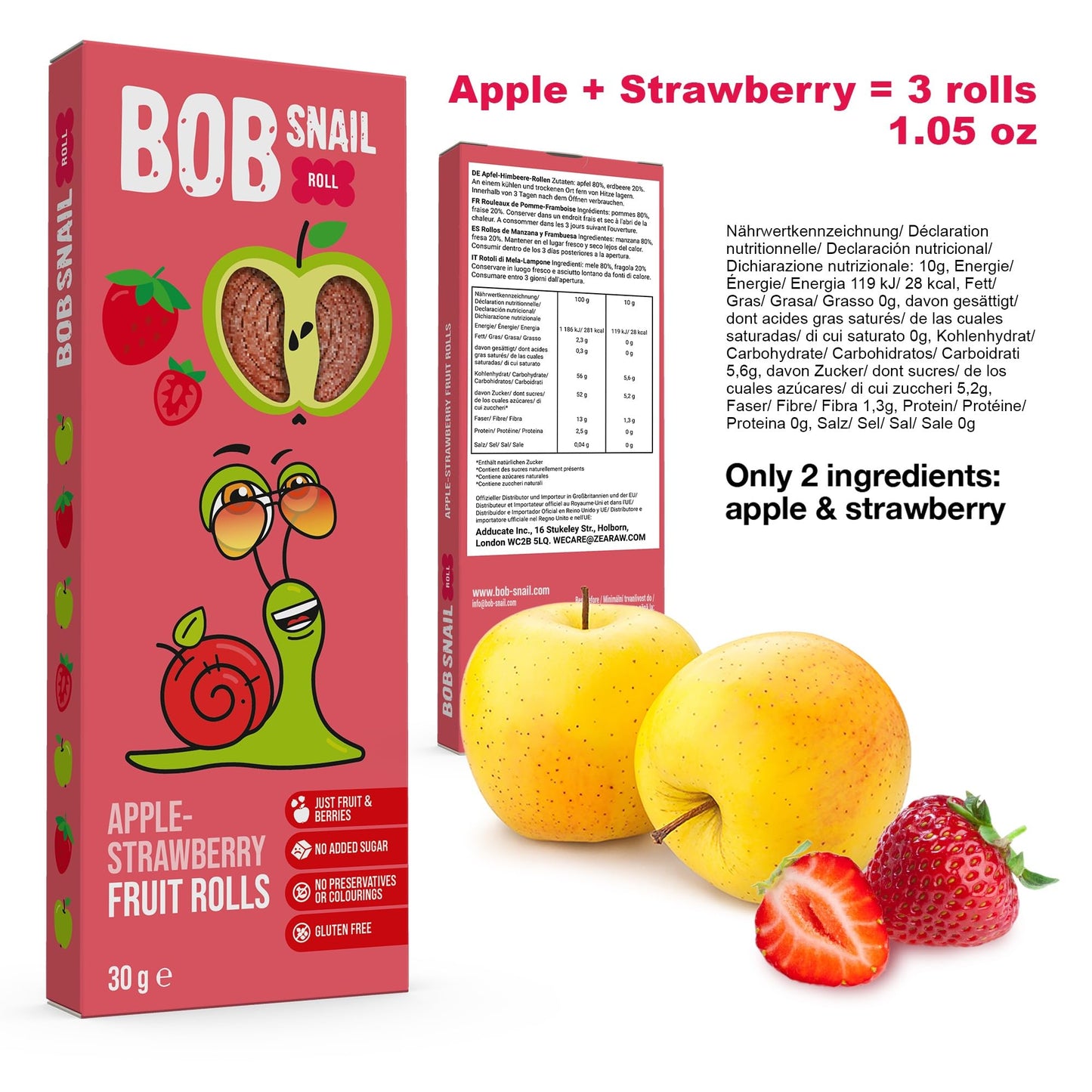 Snacks Variety Pack - 30 Healthy Individual Packs For Kids Adults With Natural Strawberries Blackcurrant Apple And Pear Gluten-F