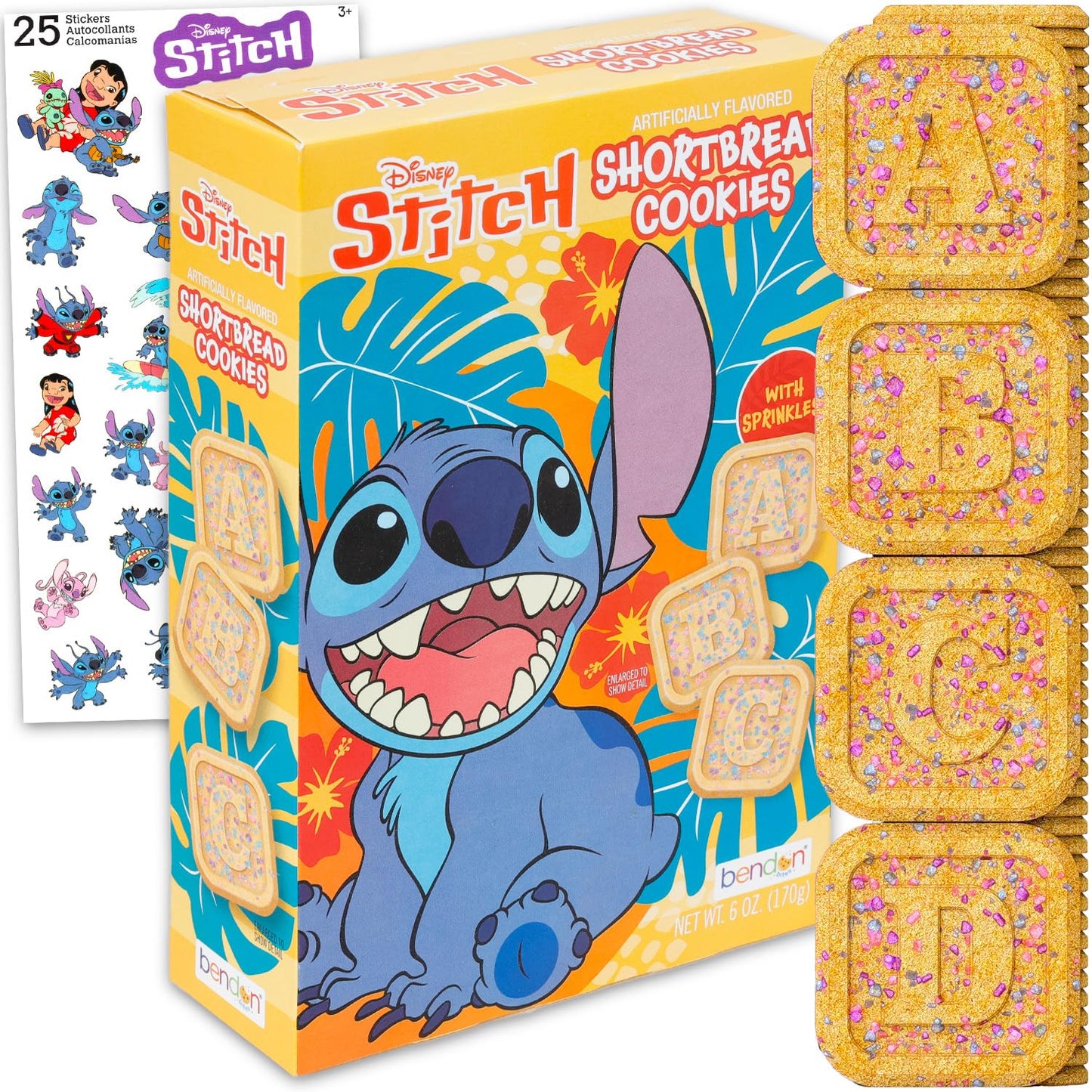 Disney Lilo and Stitch Shortbread Cookies Snack Box (6oz) - Pantry Birthday Party Favors Cookie Pack Bundle with Stitch Sprinkle