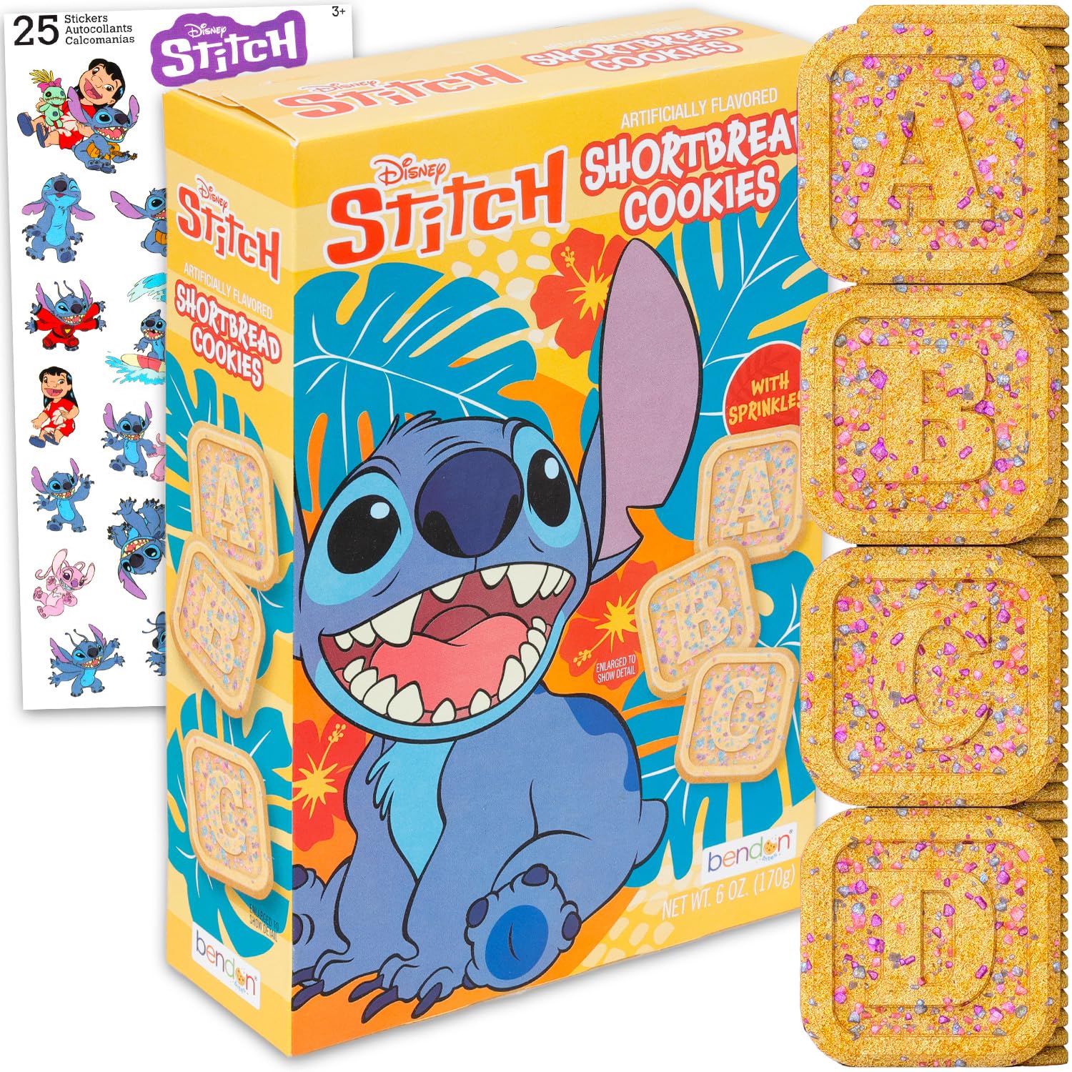 Disney Lilo and Stitch Shortbread Cookies Snack Box (6oz) - Pantry Birthday Party Favors Cookie Pack Bundle with Stitch Sprinkle