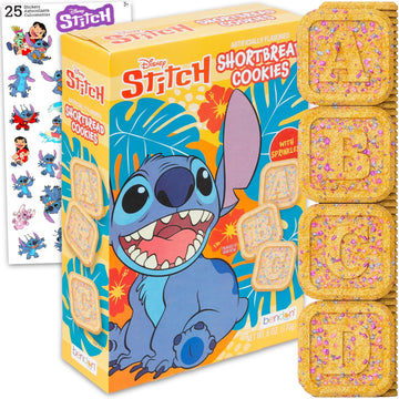 Disney Lilo and Stitch Shortbread Cookies Snack Box (6oz) - Pantry Birthday Party Favors Cookie Pack Bundle with Stitch Sprinkle