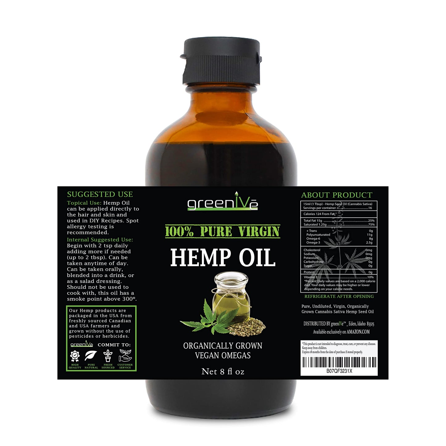 GreenIVe  224,000mg Cold Pressed Vegan 8 Fl Oz Glass Bottle