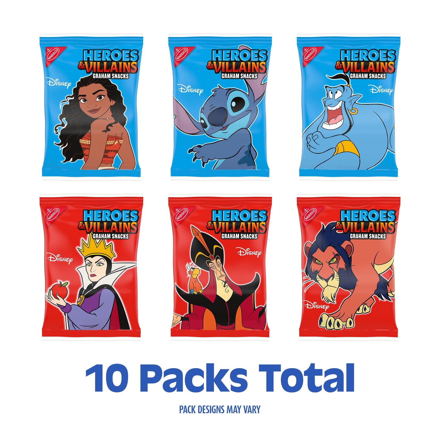 Disney Heroes and Villains Graham Snacks, Custom Cookies Variety Pack, 10-1 oz Kids Snack Packs