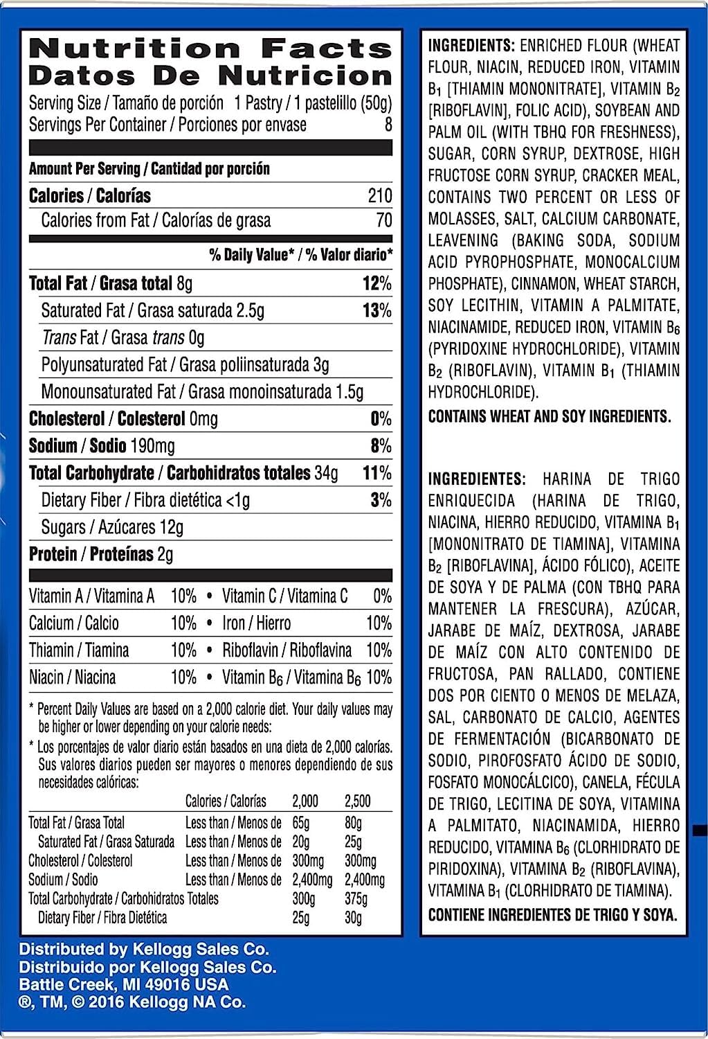Pop Tarts Toaster Pastries, Unfrosted Brown Sugar Cinnamon 8 Ea (Pack Of 2)