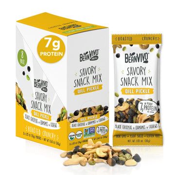 Beanvivo Healthy Snacks For Mature-Themeds & Kids With 7G Protein & 4G Fiber Per Serving With Dried Edamame, Roasted Cashew And Black Chickpeas - Vegan & Gluten Free - Keto Friendly & Non-Gmo - 8Pack (1.05 Oz Each Pouch)