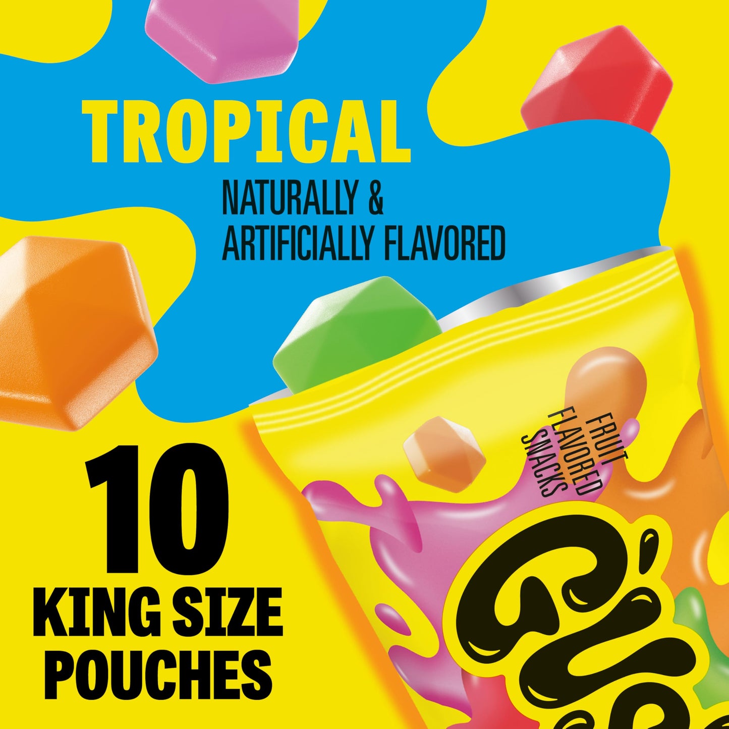 Gushers Fruit Flavored Snacks  King Size Pouches  Tropical Flavor  10 Ct  19 oz