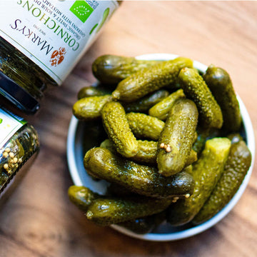 Organic Cornichons Pickles - 12.3 Oz / 348 G - Sweet & Sour Dill Gherkins With Mustard Seeds