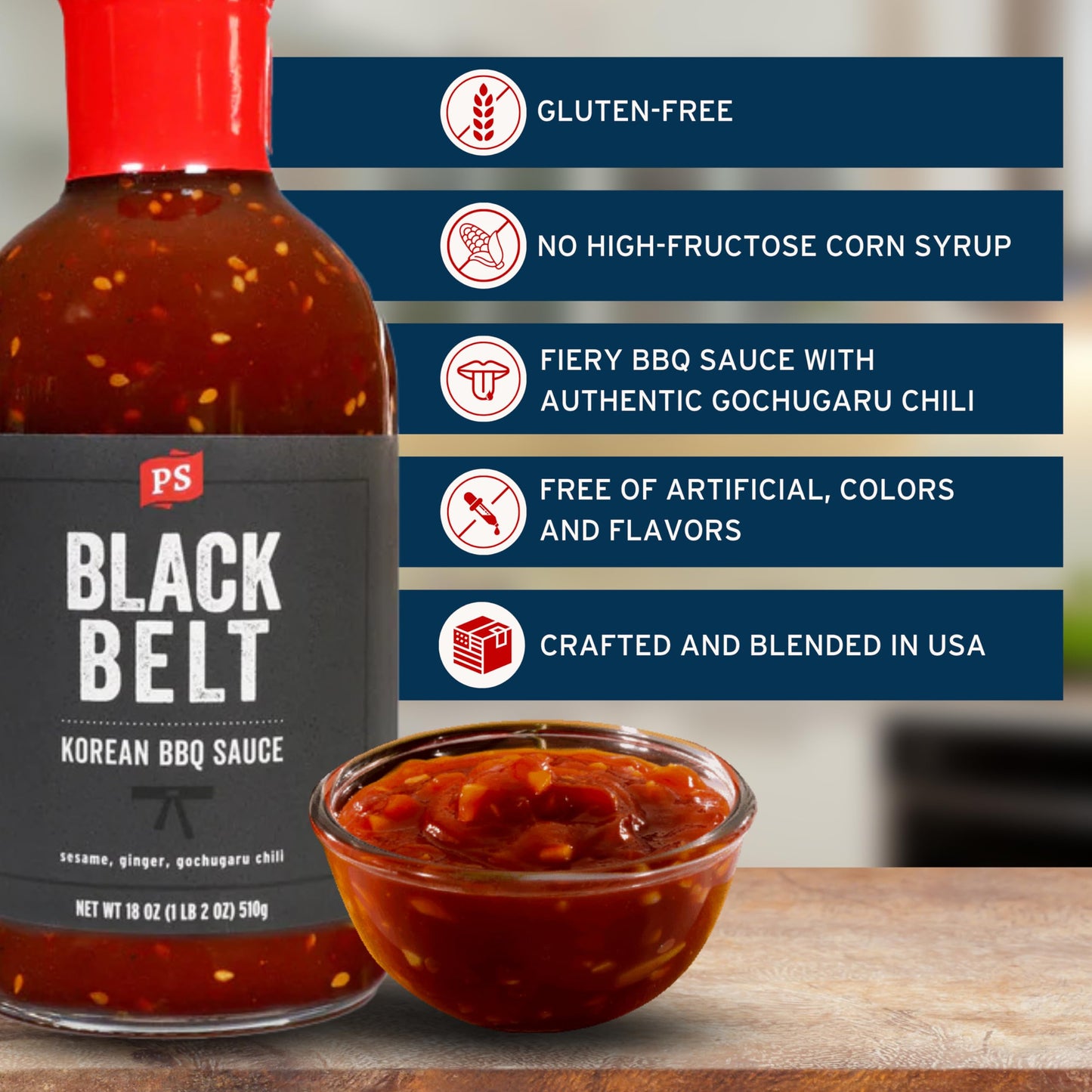 Ps Seasoning Blackbelt Korean Bbq Sauce - All-Purpose Marinade, Glaze, Baste, And Dip - Savory Grilling Sauce For Korean Bbq, Bu