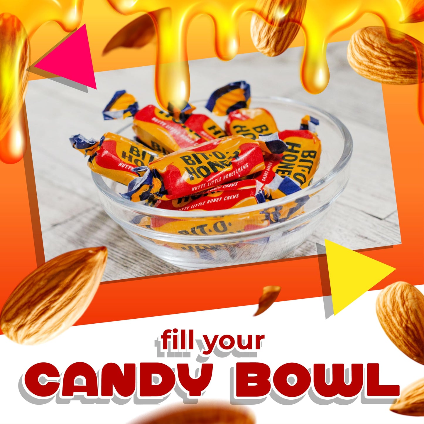 Bit O Honey Candy Bulk | 2 Pound Bag | About 135 Count | Old Fashioned Individually Wrapped Bit O Honey Chewy Candies | Classic
