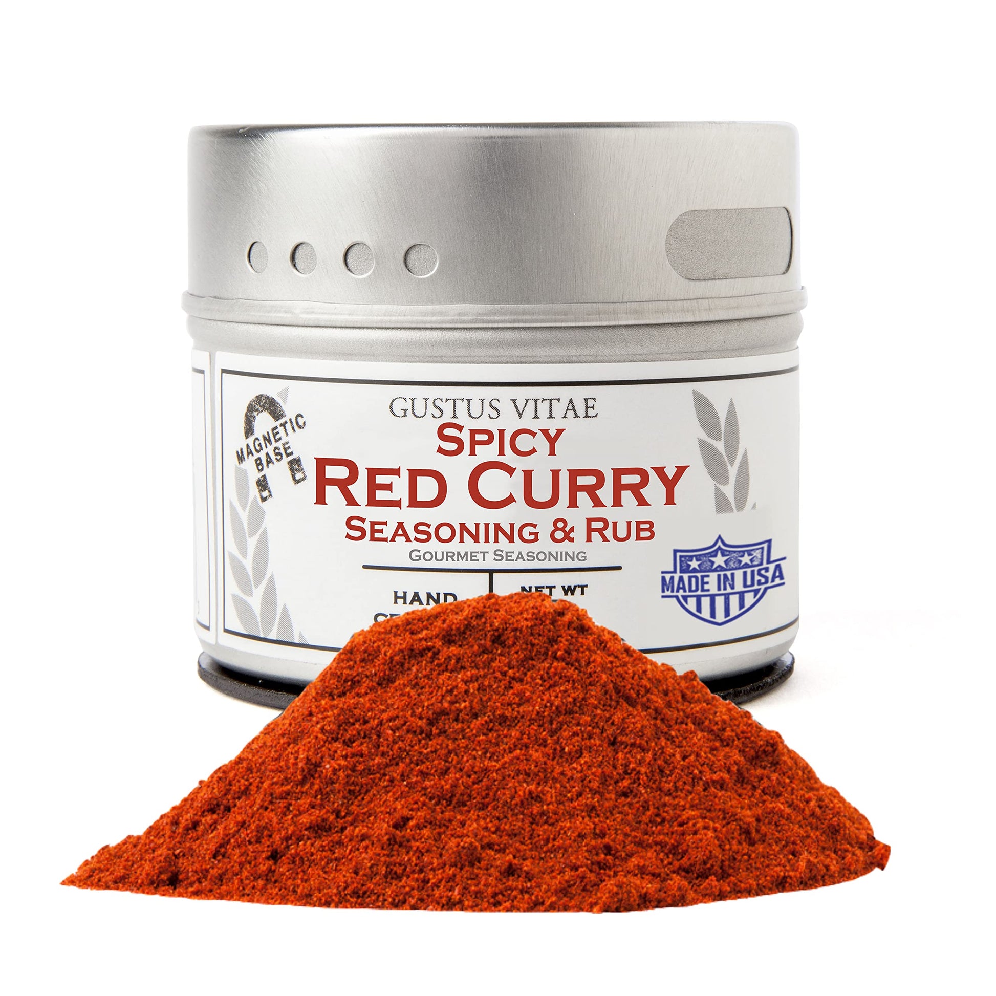 Gustus Vitae - Spicy Red Curry Seasoning - Non GMO - Magnetic Tin - Authentic Gourmet Artisanal Spice Blend - Crafted in Small B