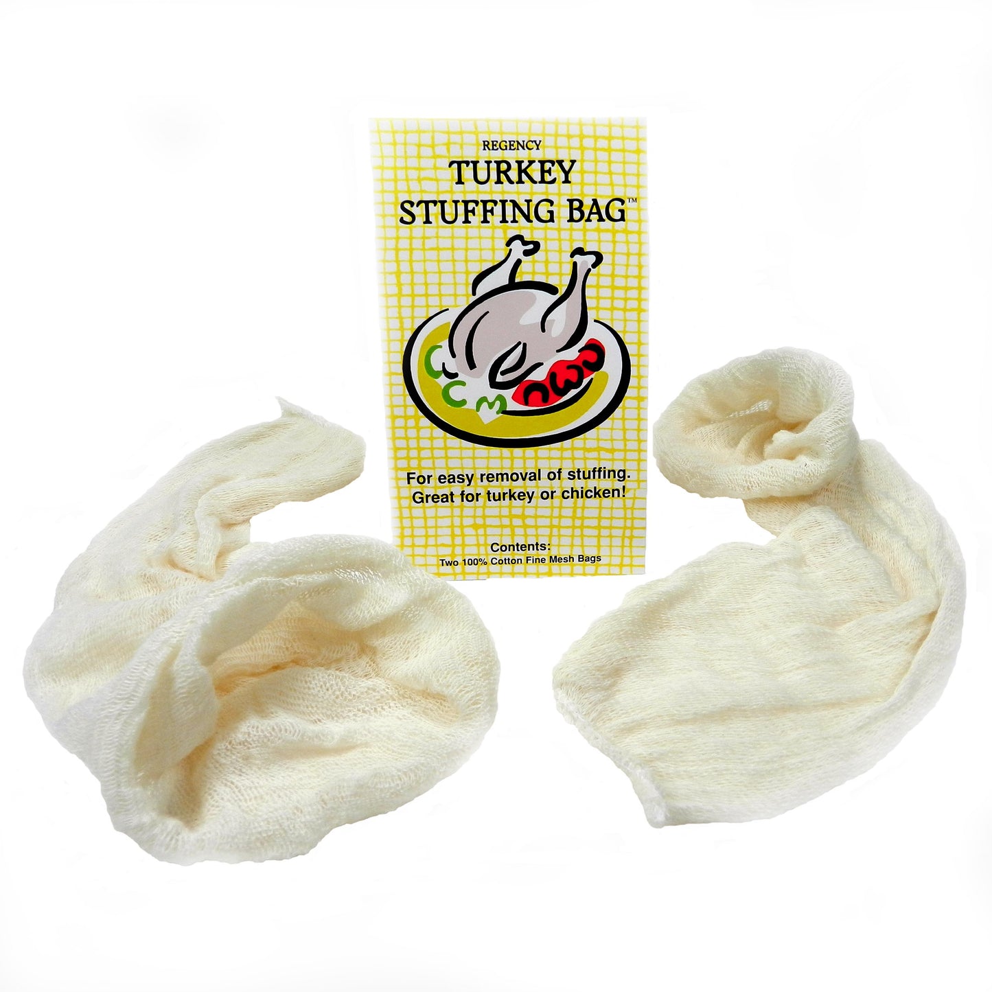 Regency Wraps Turkey Stuffing Bags  100% Cotton Mesh Bag Allows Poultry Juice to Flavor Dressing with Mess-Free and Safe Removal  Pack of 2  Natural