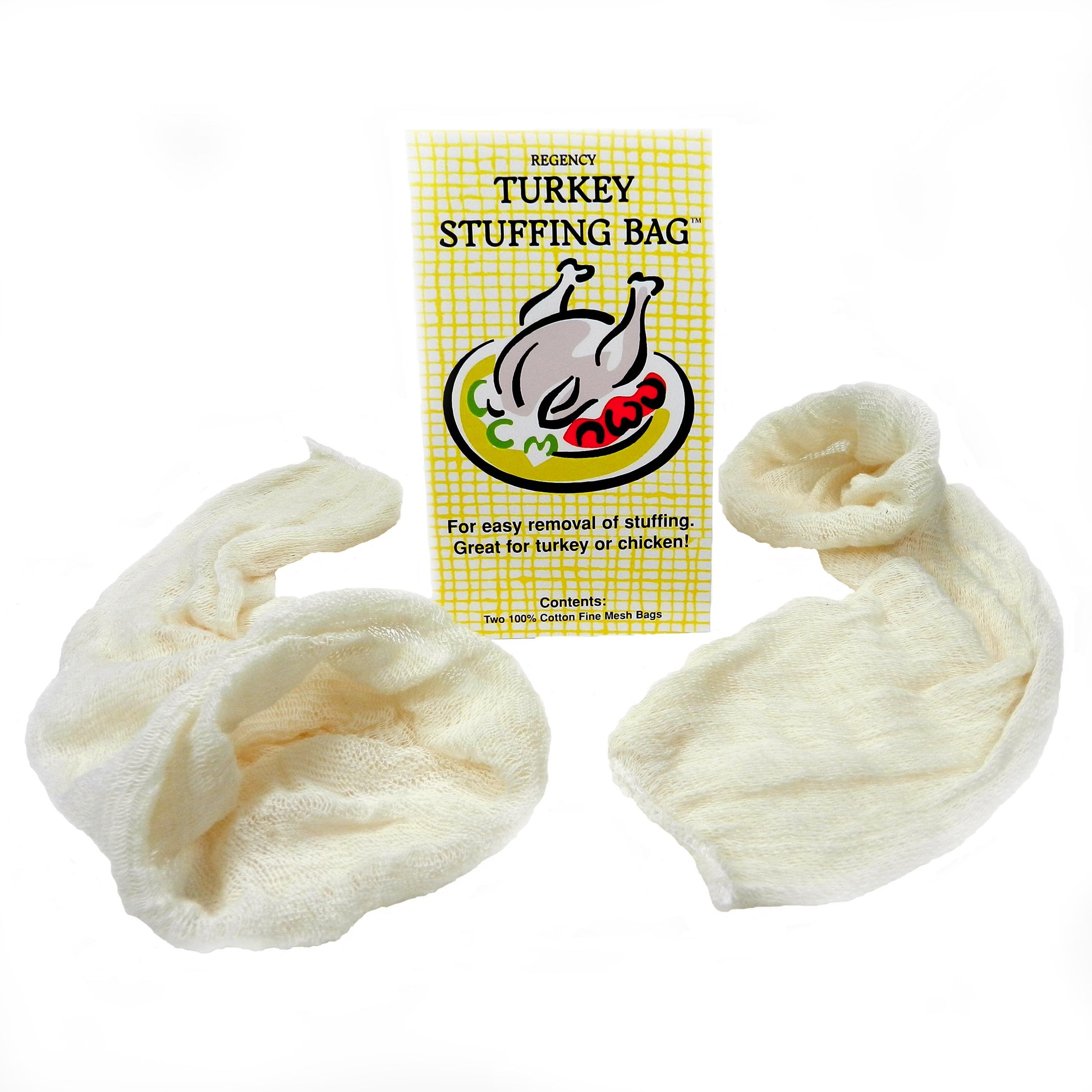 Regency Wraps Turkey Stuffing Bags  100% Cotton Mesh Bag Allows Poultry Juice to Flavor Dressing with Mess-Free and Safe Removal  Pack of 2  Natural