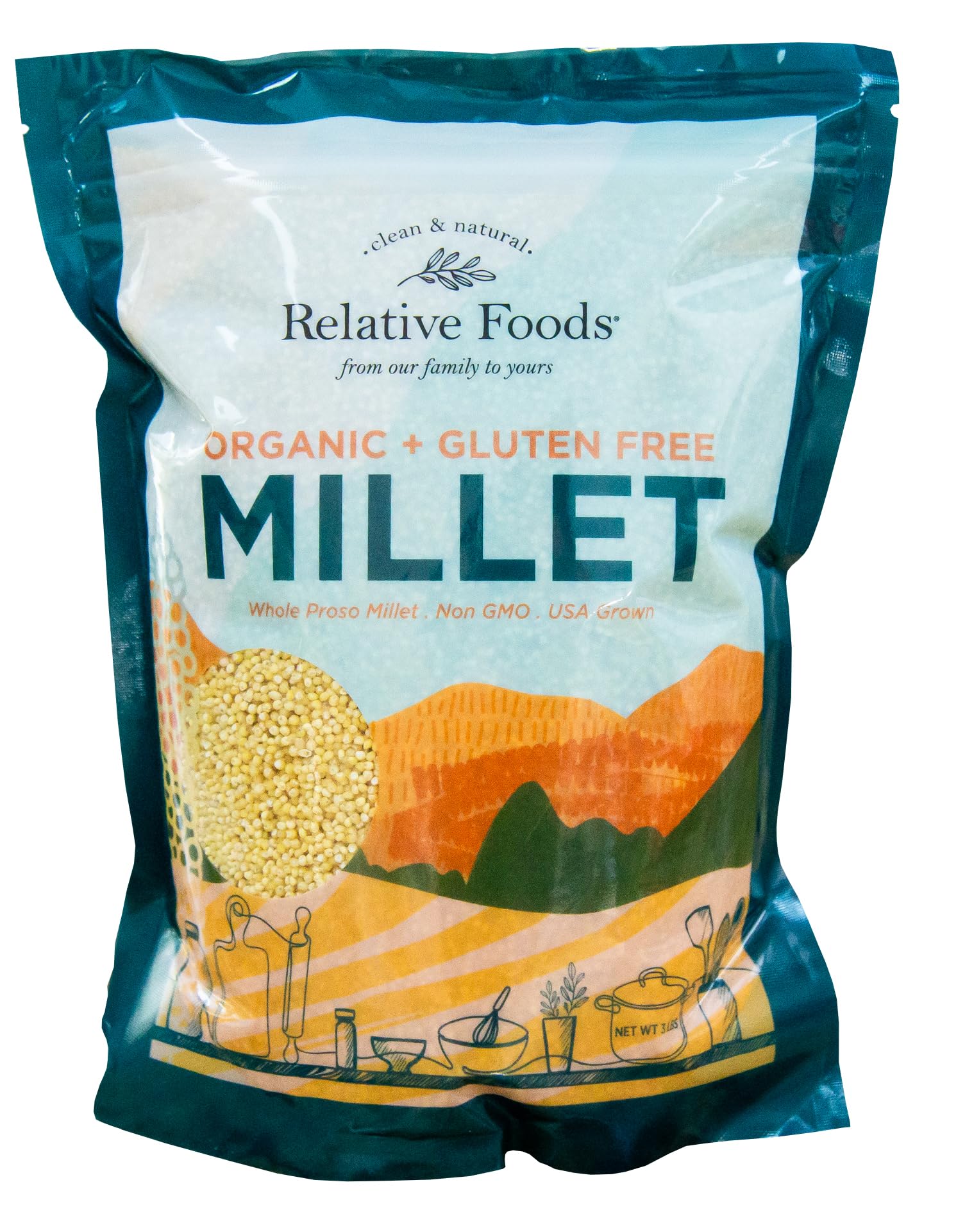 Whole Organic Hulled Millet Seed - 3lb Millet Organic Whole Grain Seed- Gluten-Free Grain for Porridge, Salads, Fruits - Non-GMO