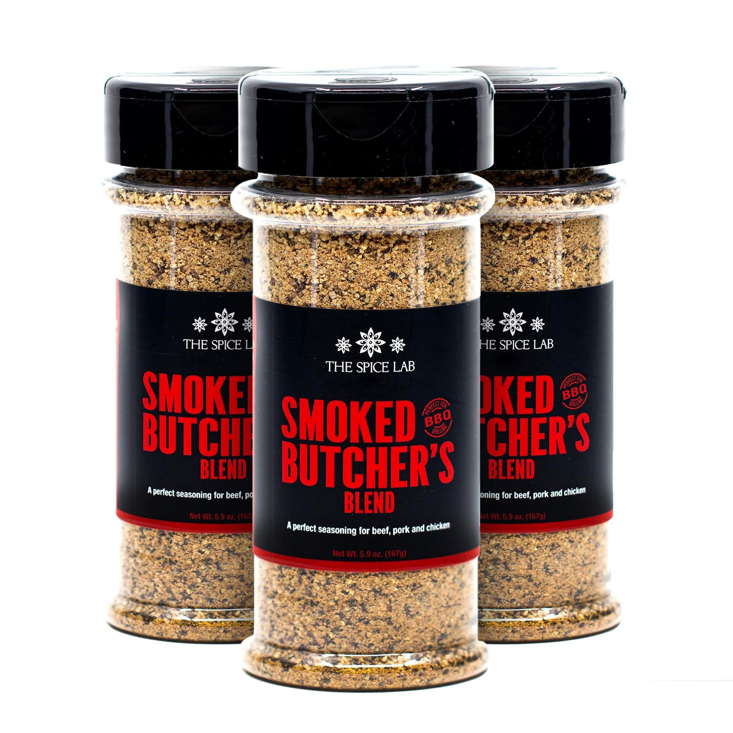 The Spice Lab Smoked Salt & Pepper Butcher’s Blend, 5.9 oz Shaker, Kosher, All-Natural BBQ Rub for Beef, Pork & Chicken