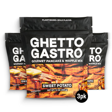 Ghetto Gastro Sweet Potato Pancake & Waffle Mix (3-Pack, 14oz) - Vegan & Non-GMO Ingredients - Kosher Certified