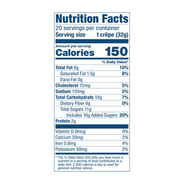 La Boulangere Chocolate Hazelnut Crepes, Individually Wrapped, Non Gmo, Free From Artificial Flavors & Colors, 20-Count